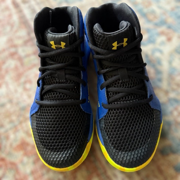 UNDER ARMOUR Kids Blue and Yellow Sneakers • Size 4Y - Picture 9 of 13